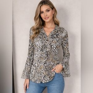 5 For $25✨️Sunny Leigh Petite Womens Large Frilly Vintage Y2k 90s Blouse Top